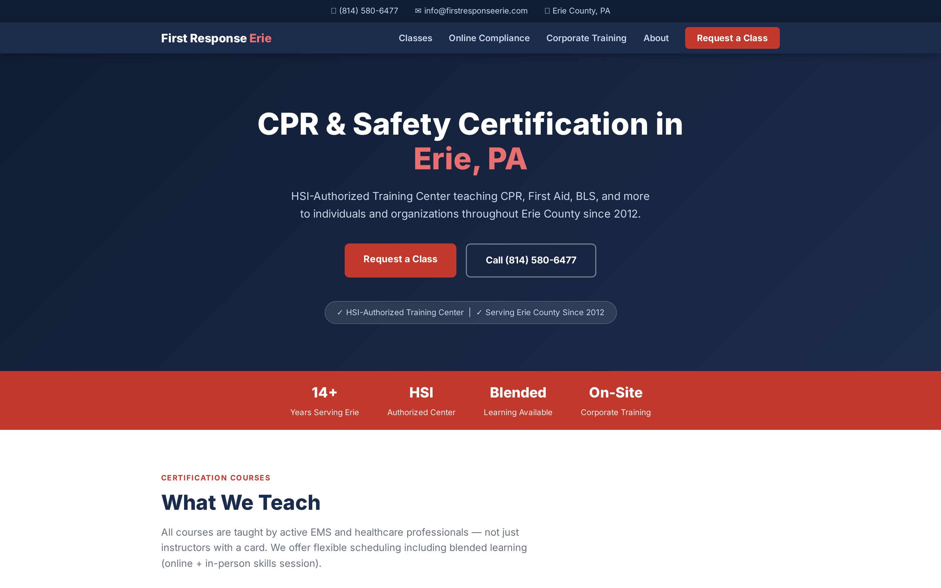 First Response Erie homepage — firstresponseerie.com